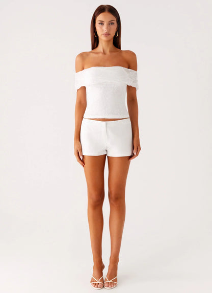 Tabby Off Shoulder Top - White