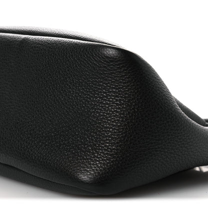Vitello Daino Soft Mini Zippered Top Handle Bag Black