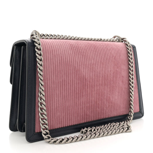 Lanzo Stretch Cord Azalea Calfskin Small Dionysus Shoulder Bag Pink Blue