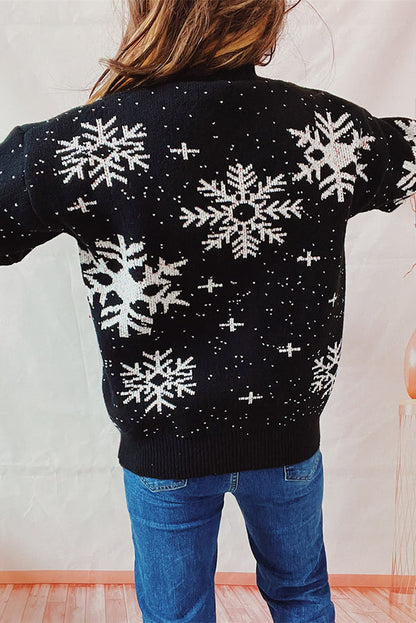 Suéter de punto de cuello redondo y manga larga con estampado navideño