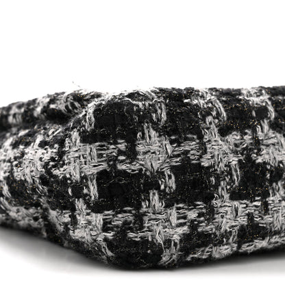 Wool Tweed Quilted Small Elegant Chain Flap Black Grey