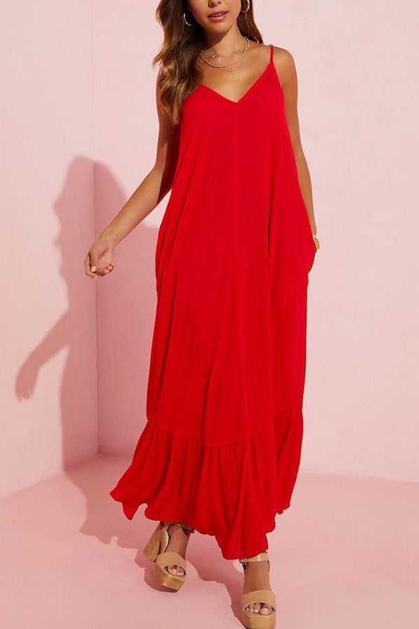 Vestido largo liso con bolsillos KIMONIE 