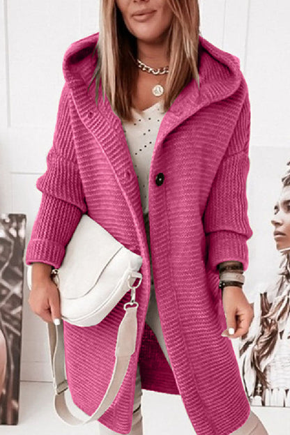 Suéter de punto con capucha y cuello de capucha para mujer