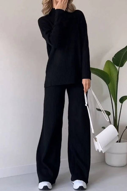 Conjunto casual de dos piezas con abertura elegante