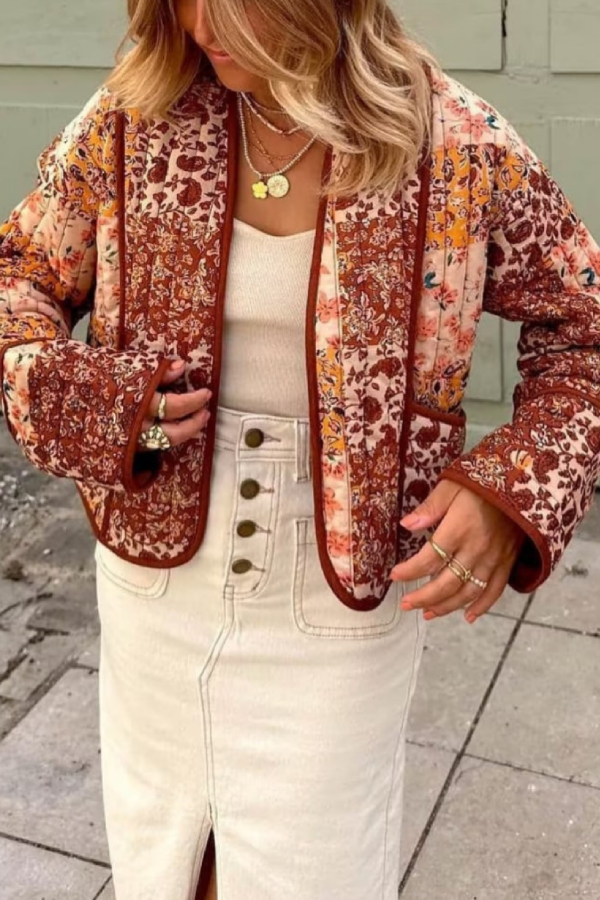 Chaqueta corta informal holgada de algodón acolchado 