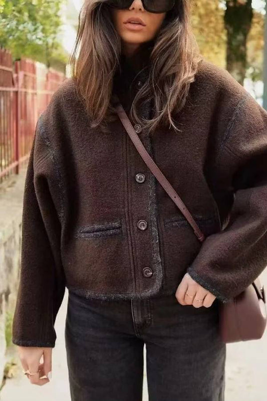 Abrigo de lana con botones para mujer