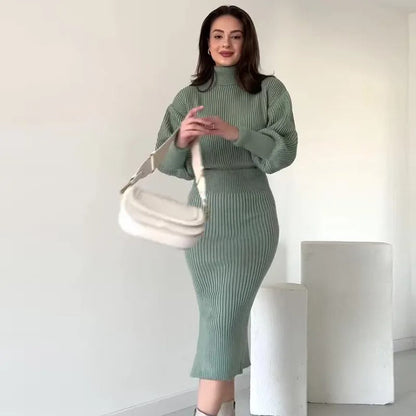 Cleo - Ribbed Sweater Dress - Chic/Elegant - Tailored Fit - Ideal for Fall/Winter