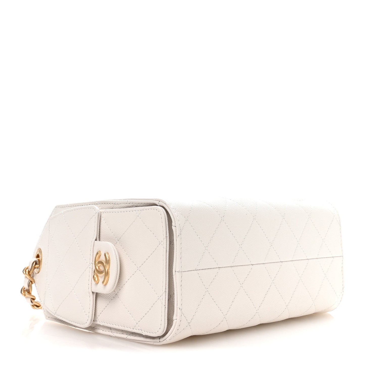 Caviar Quilted Mini Chanel 25 Handbag White