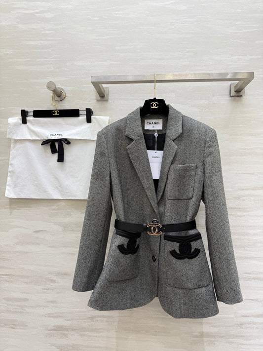 CC 26s Fitted Blazer Grey Wool Blend 352329