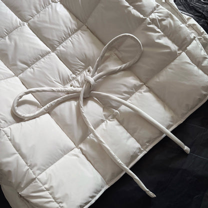 Moncler 2025 Caramagne Belted Short Jacket Cream Down Polyester