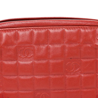 Lambskin Embossed CC Chocolate Bar Shoulder Bag Red