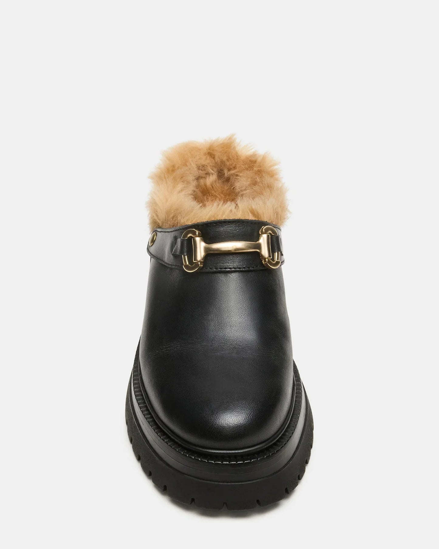Erba Faux Fur Black Leather