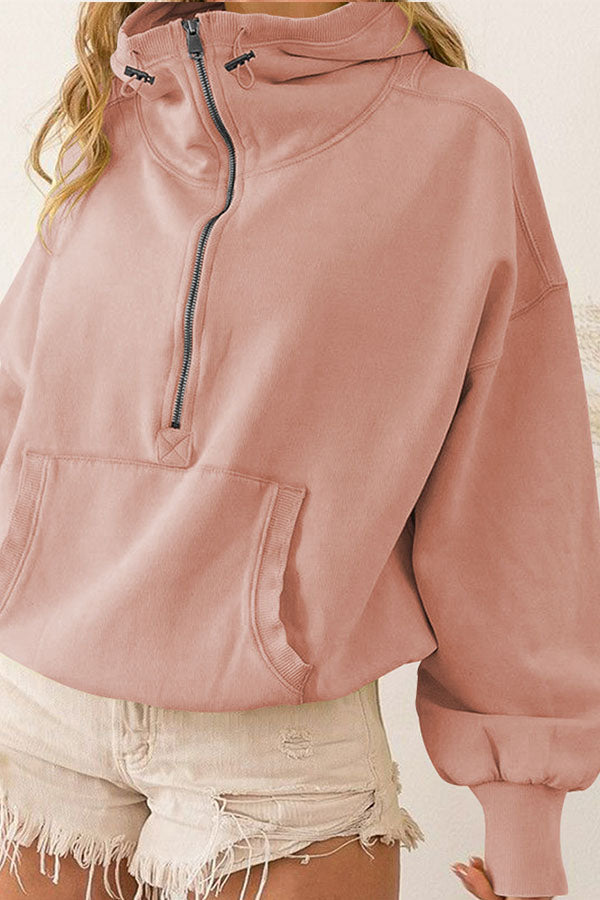 Sudadera con capucha de manga larga con cremallera y cordón ajustable