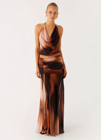 Stargazer Mesh Maxi Skirt - Black Gradient
