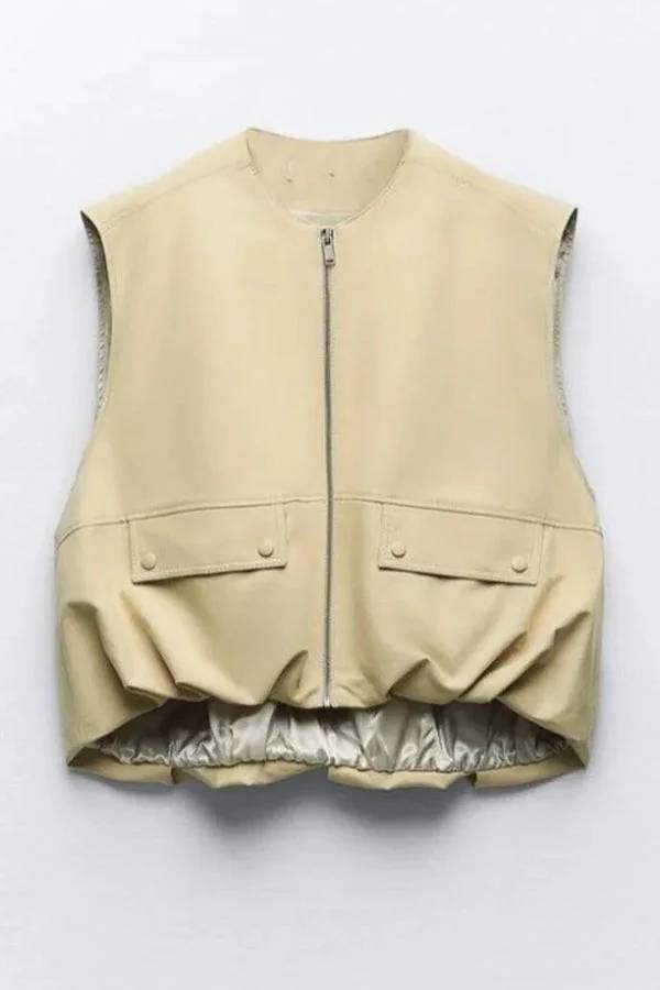 Chaleco informal holgado sin mangas con bolsillos a la moda