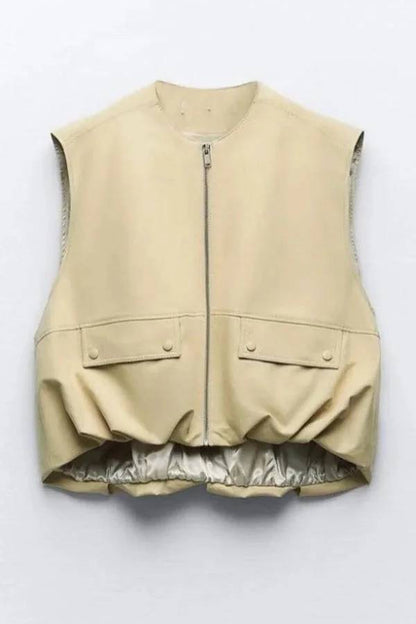 Chaleco informal holgado sin mangas con bolsillos a la moda