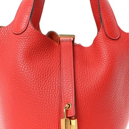 Taurillon Clemence Picotin Lock 18 PM Rouge Tomate