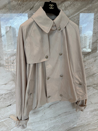 CC 25B Hidden Logo Trench Coat Beige Cotton