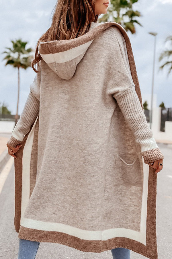 Chaqueta tipo cárdigan largo con capucha para otoño e invierno, informal, combinable con todo.