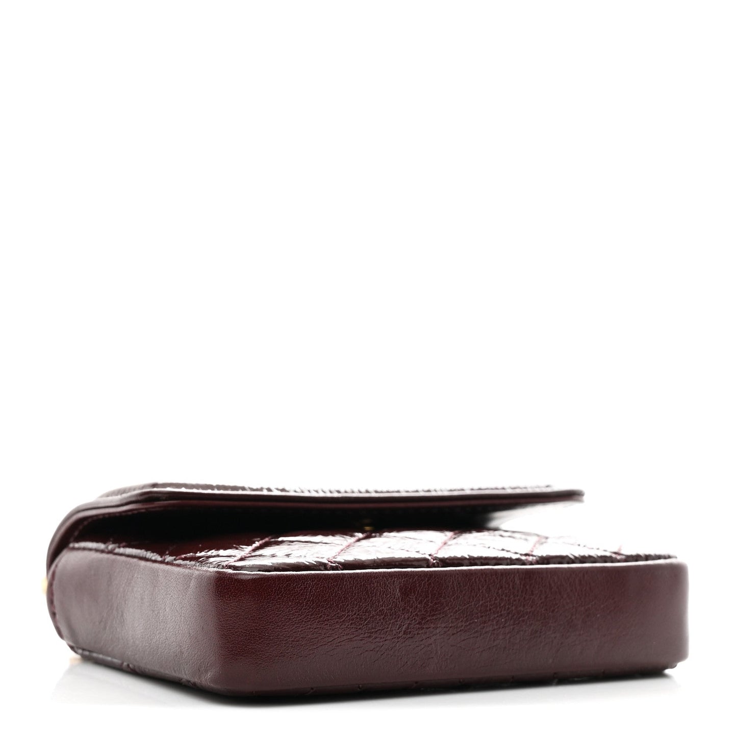 Shiny Aged Calfskin Quilted Waist Belt Bag Burgundy