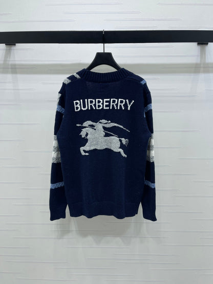 Burberry 25 V-neck Long-sleeved Cardigan Navy Blue Wool Cashmere