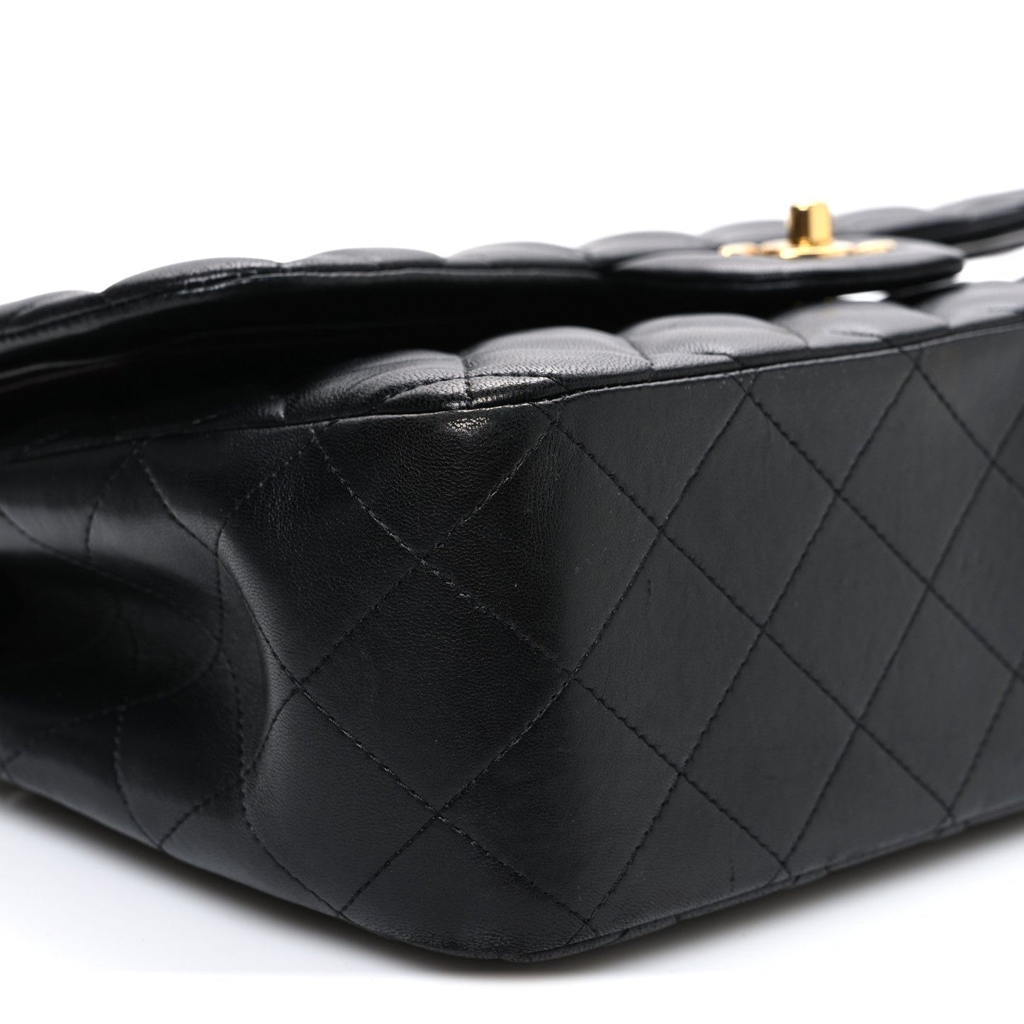 Lambskin Quilted Jumbo Double Flap Black