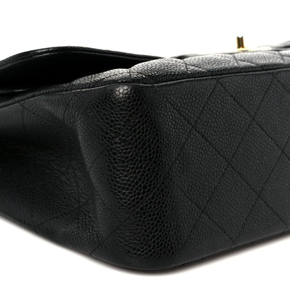 Caviar Quilted Jumbo Double Flap Black