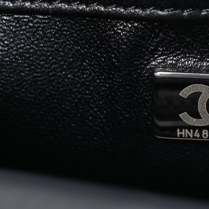 Satin Diamante CC Logo Small Flap Black Ruthenium
