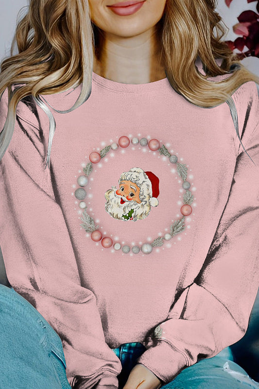 Sudadera con estampado navideño de manga larga y colores contrastantes
