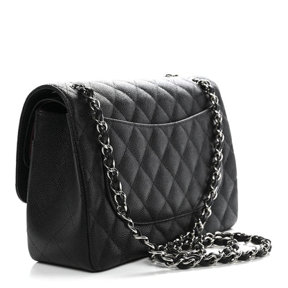 Caviar Quilted Jumbo Double Flap Black
