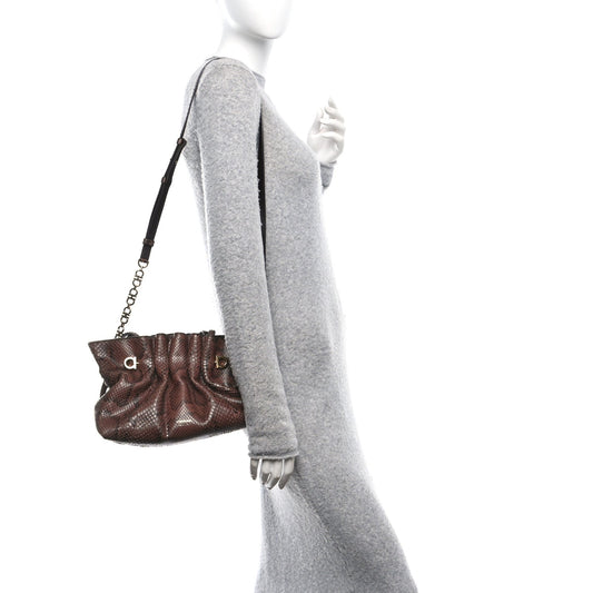 Snakeskin Small Dumpling Soft Bag Testa di Moro