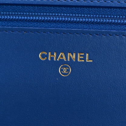 Tweed Quilted Chanel 19 Wallet On Chain WOC Blue Pink