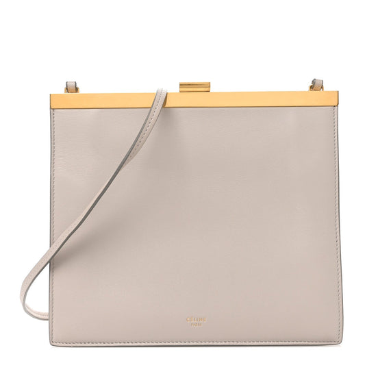 Smooth Calfskin Mini Clasp Bag Light Grey