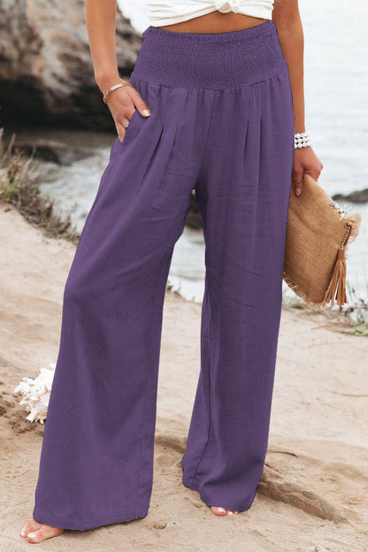 Pantalones fruncidos con bolsillos de mezcla de lino Fresh Air