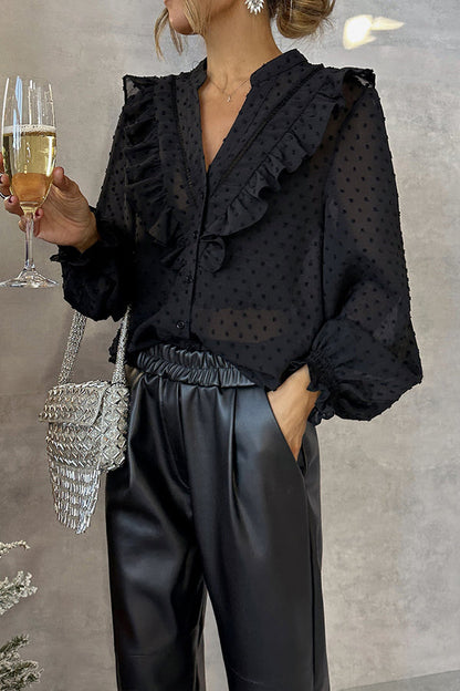 BLUSA DE PLUMETI NEGRA