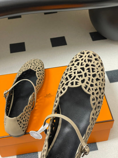 HM 26S Meli Ballet Flats Beige in Cowhide 593800