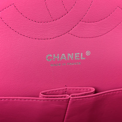 Iridescent Caviar Quilted Jumbo Double Flap Pink