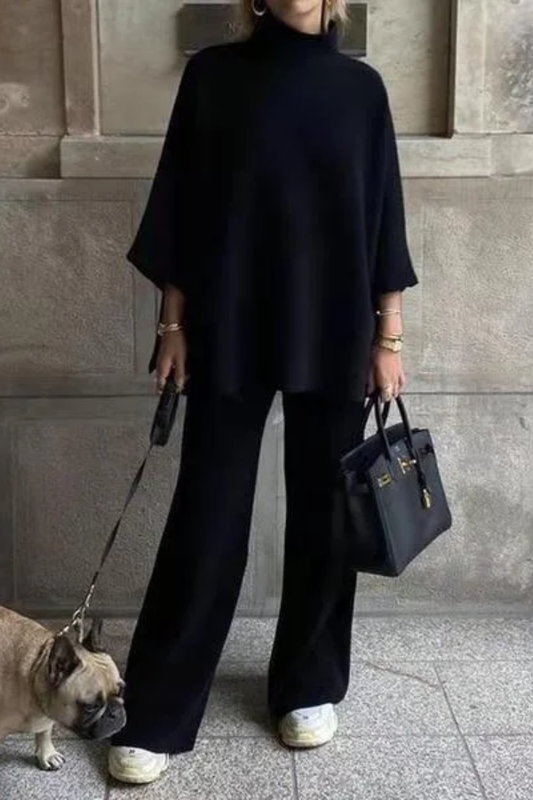 Conjunto informal de punto de color liso