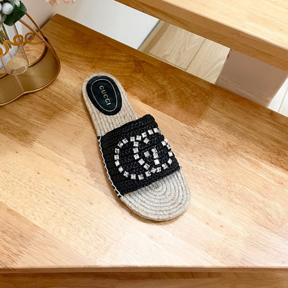 GG  Casual Style Logo Sandals Black