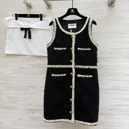 CC FW 25/26 Dress Black White Tweed 343342
