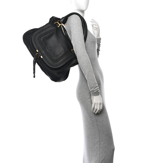 Calfskin Medium Marcie Satchel Black