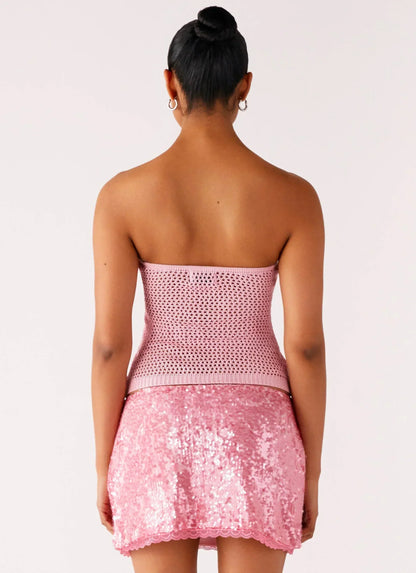 Galia Crochet Top - Pink