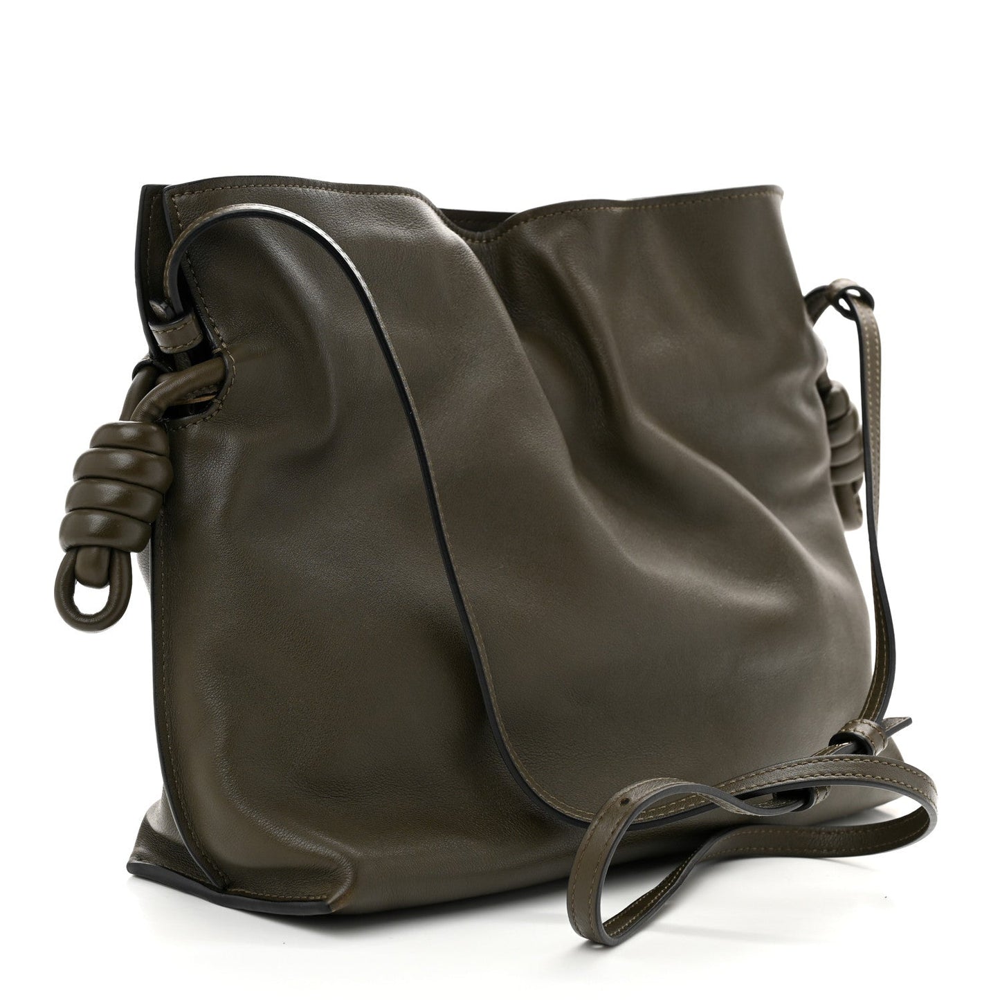 Nappa Medium Flamenco Knot Bag Dark Khaki