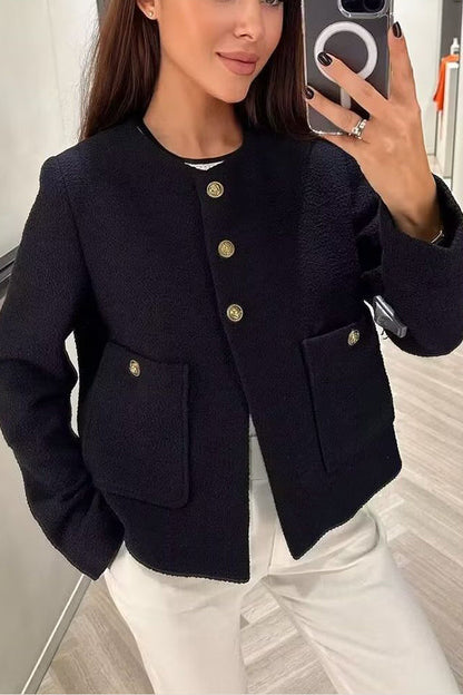 Chaqueta casual con textura de color sólido