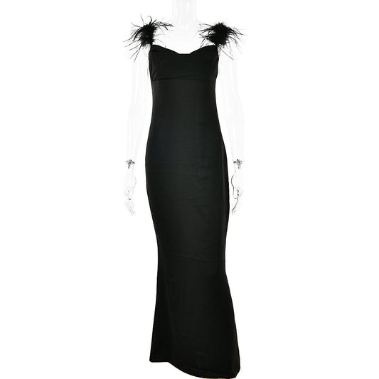 Suspender Neck Long Dress for Women