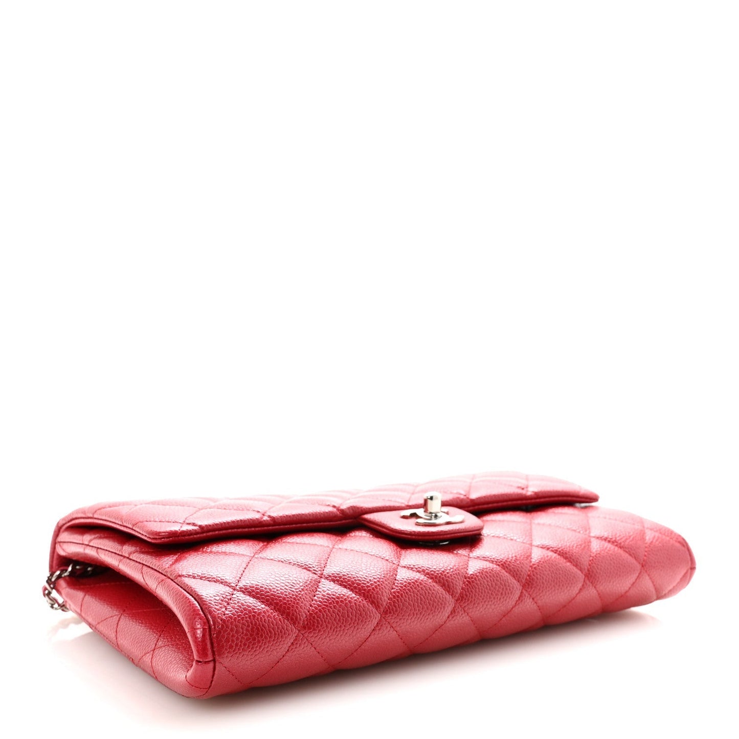 Caviar Quilted Clutch With Chain Flap Red