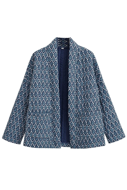 Chaqueta holgada de algodón ligero con estampado de diamantes 