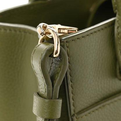 Grained Calfskin Mini Neo Executive Shopper Tote Khaki