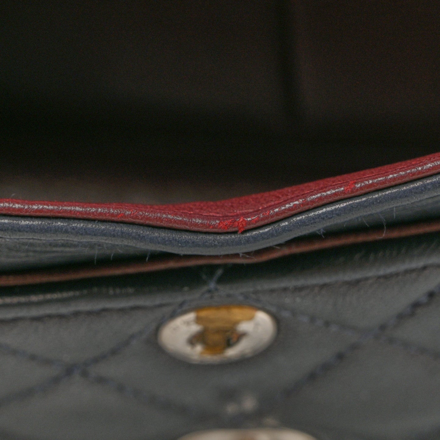 Lambskin Quilted Small Double Flap Navy