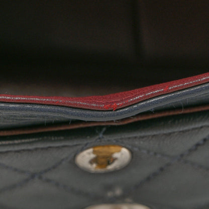 Lambskin Quilted Small Double Flap Navy